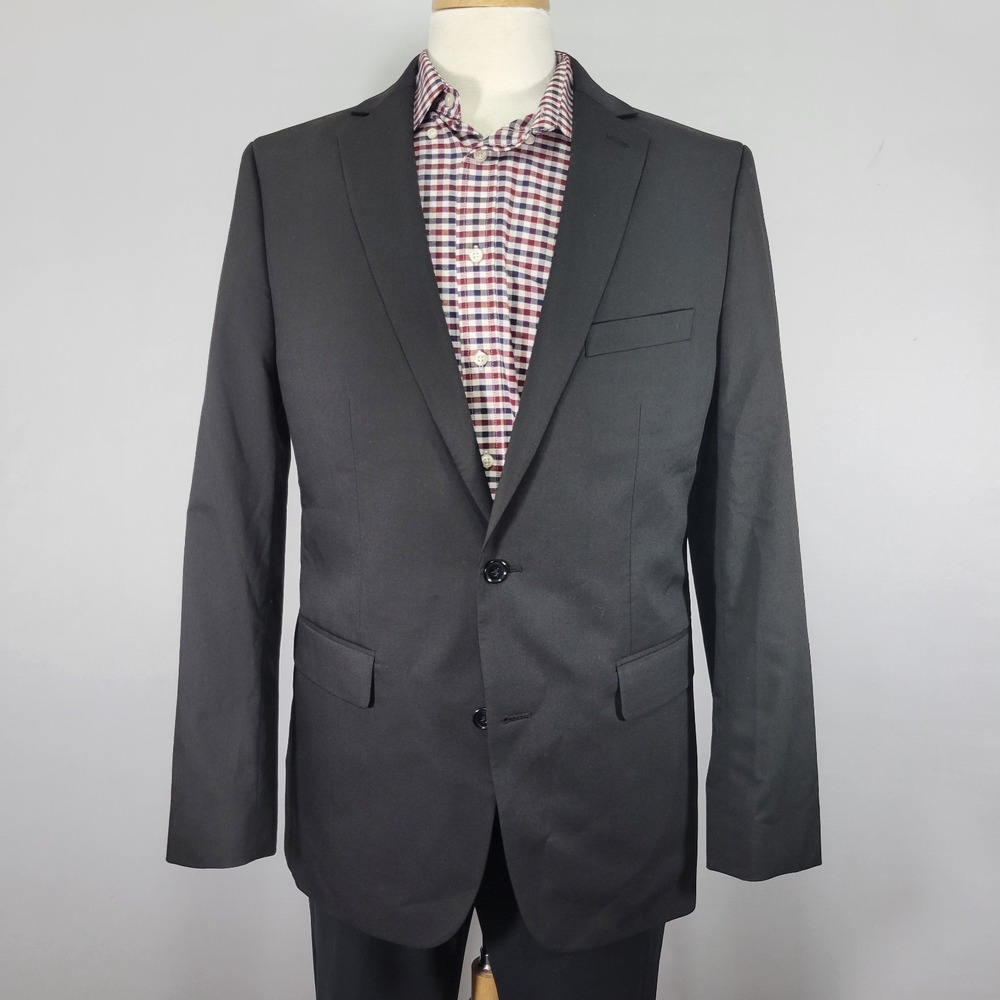 APT.9 Men's Sport Coat Blazer Two Button Black Poly Blend Premier Flex‎ 42L SLIM